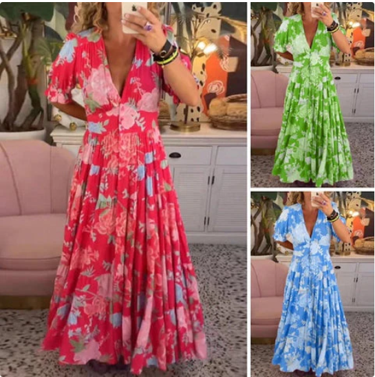 Vestido en V con Bolsillos - Coleccion 2025