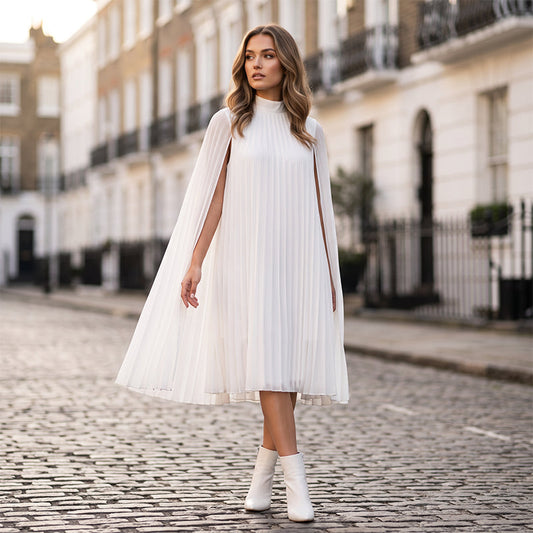 Tendencia del momento⭐💃 Elegante vestido plisado con silueta de capa