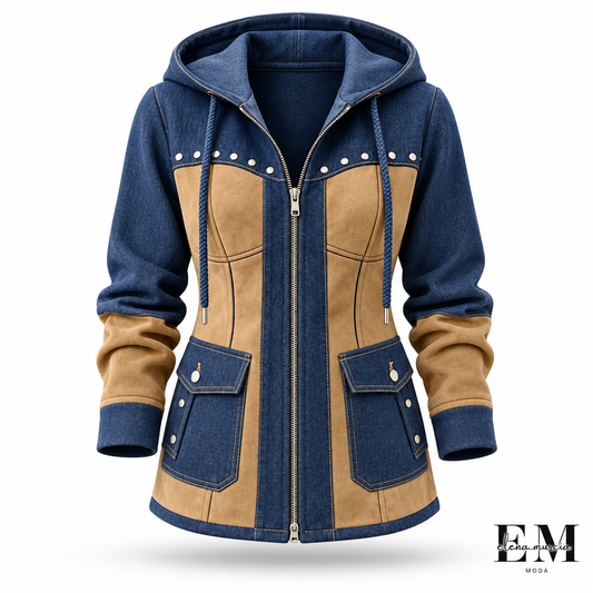 ELENAMURCIA | Chaqueta Véronique con Capucha y Contraste de Texturas