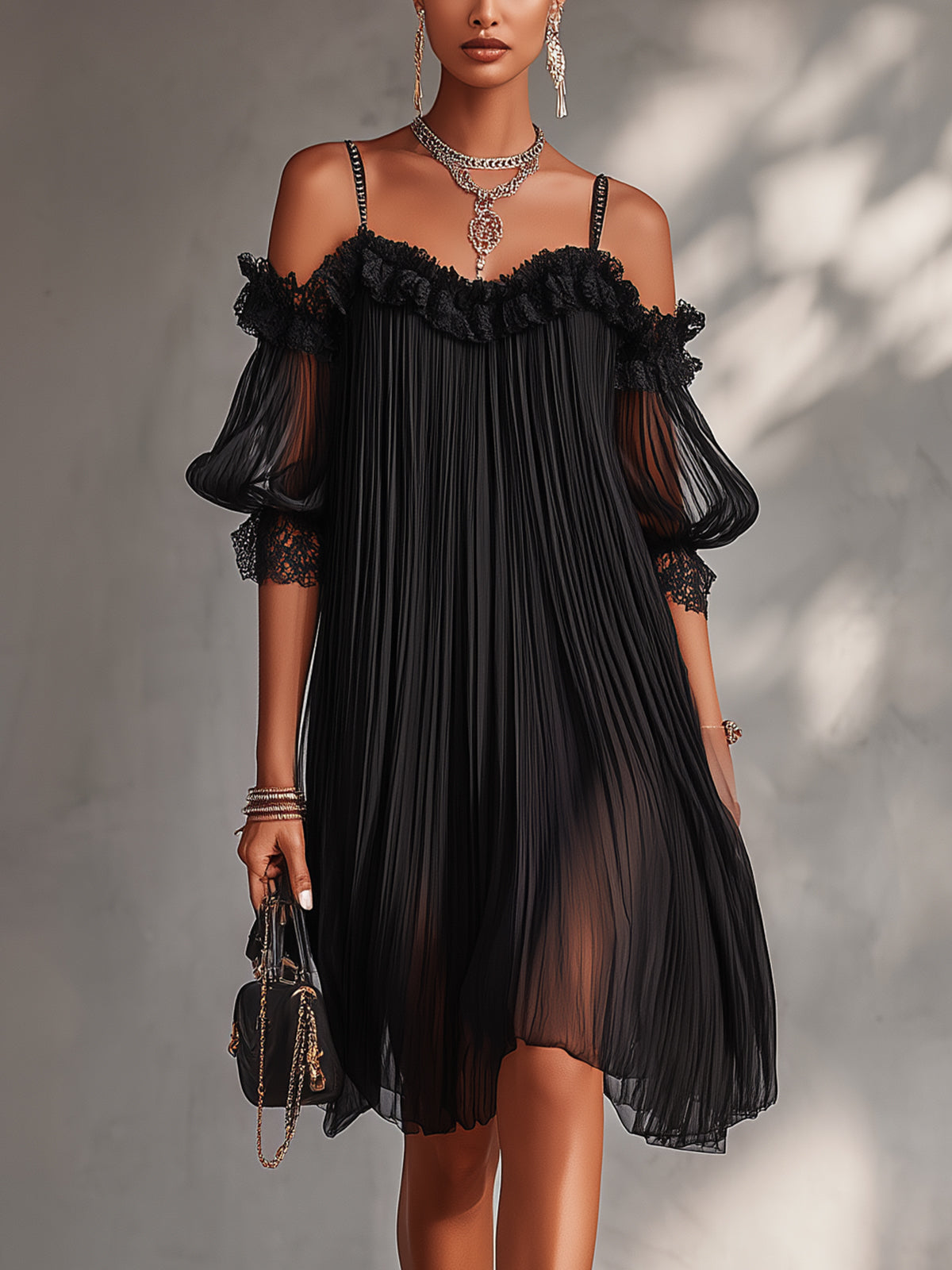 Vestido Azabache™ — Elegancia fluida con hombros descubiertos
