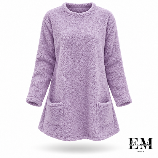 🍂Oferta por tiempo limitado ☁️Jersey de mujer de manga larga con cuello redondo y abrigo