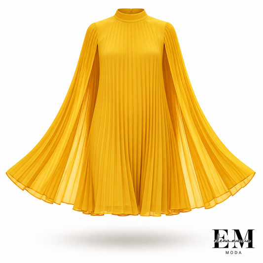 Tendencia del momento⭐💃 Elegante vestido plisado con silueta de capa