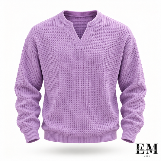 🔥Imprescindible🔥👕 Jersey de hombre con tejido de rombos en relieve