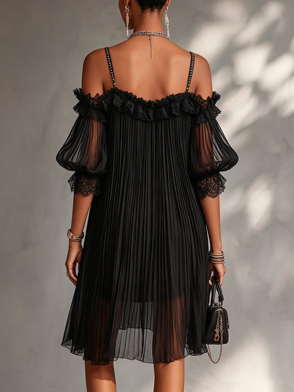Vestido Azabache™ — Elegancia fluida con hombros descubiertos