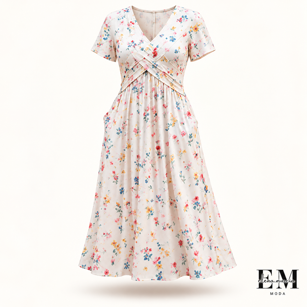 🌸 Vestido floral con escote en V y detalle retorcido en la cintura: elegante y desenfadado para cualquier ocasión