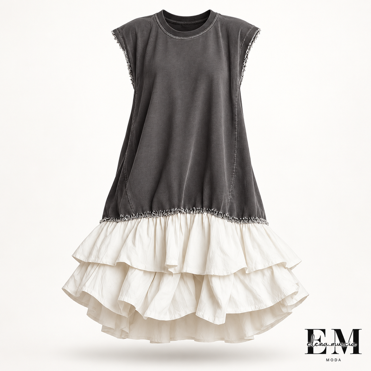Ilaria | Vestido informal con bloques de color, corte holgado, ideal para las vacaciones