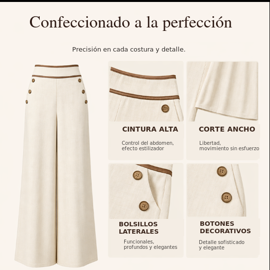 Pantalones de mujer de talle alto y pierna ancha con ribete en contraste