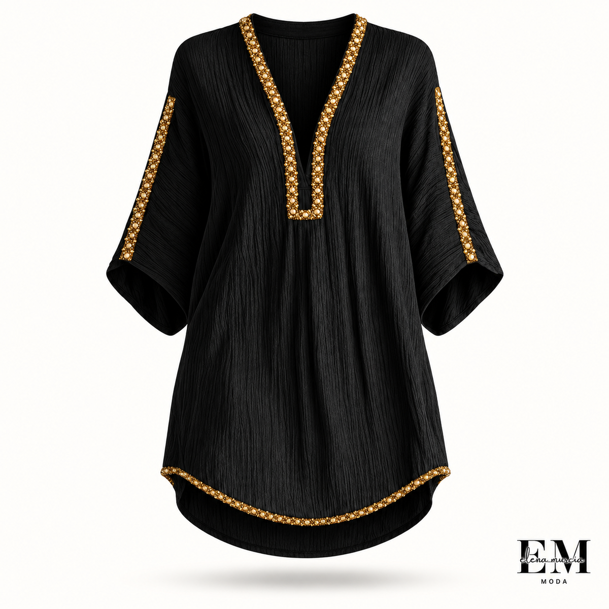 Mirella | Vestido corto negro con escote en V profundo