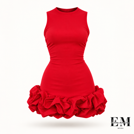 MAGNOLIA | VESTIDO MINI BLANCO CON BAJO ESCULTÓRICO