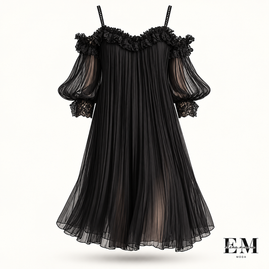 Vestido Azabache™ — Elegancia fluida con hombros descubiertos
