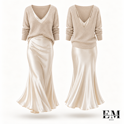 Vestido Midi Satinado Elegance™ con Jersey Incluido