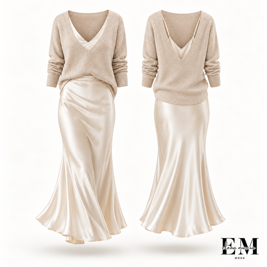 Vestido Midi Satinado Elegance™ con Jersey Incluido
