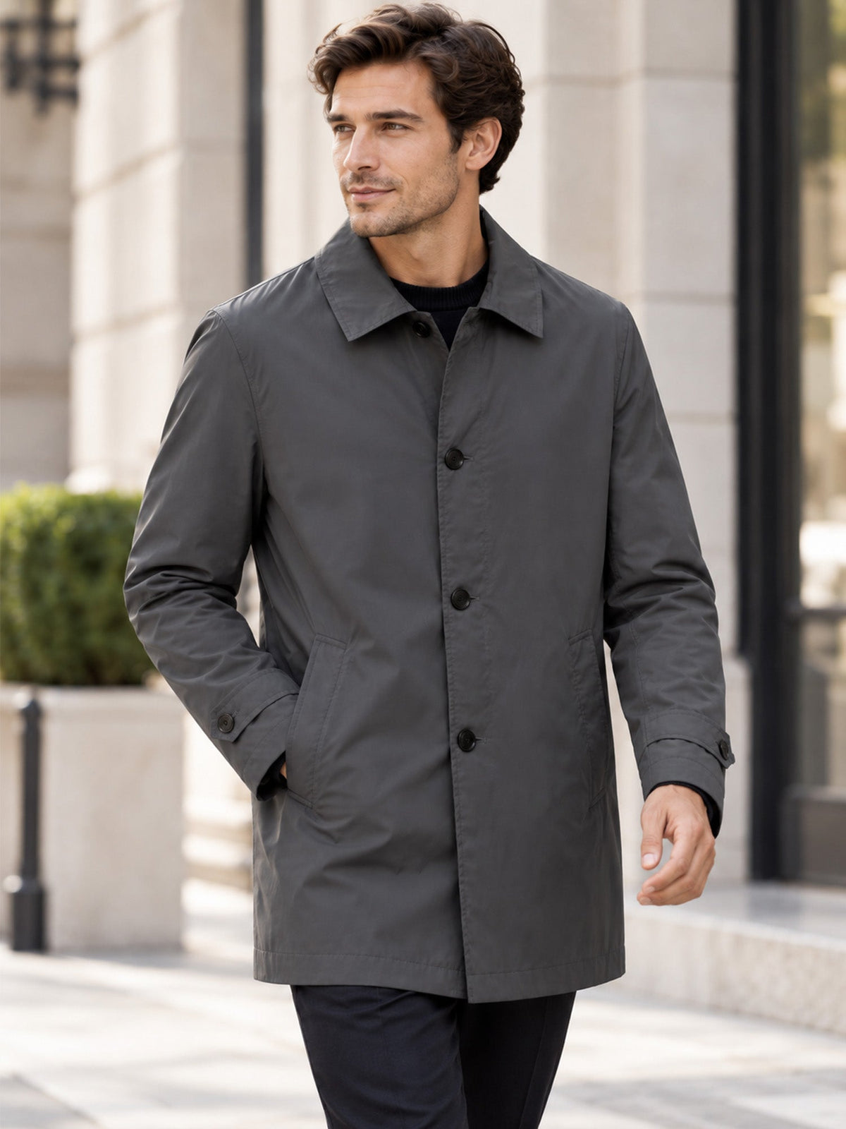 Trench Impermeable de Largo Medio para Hombre