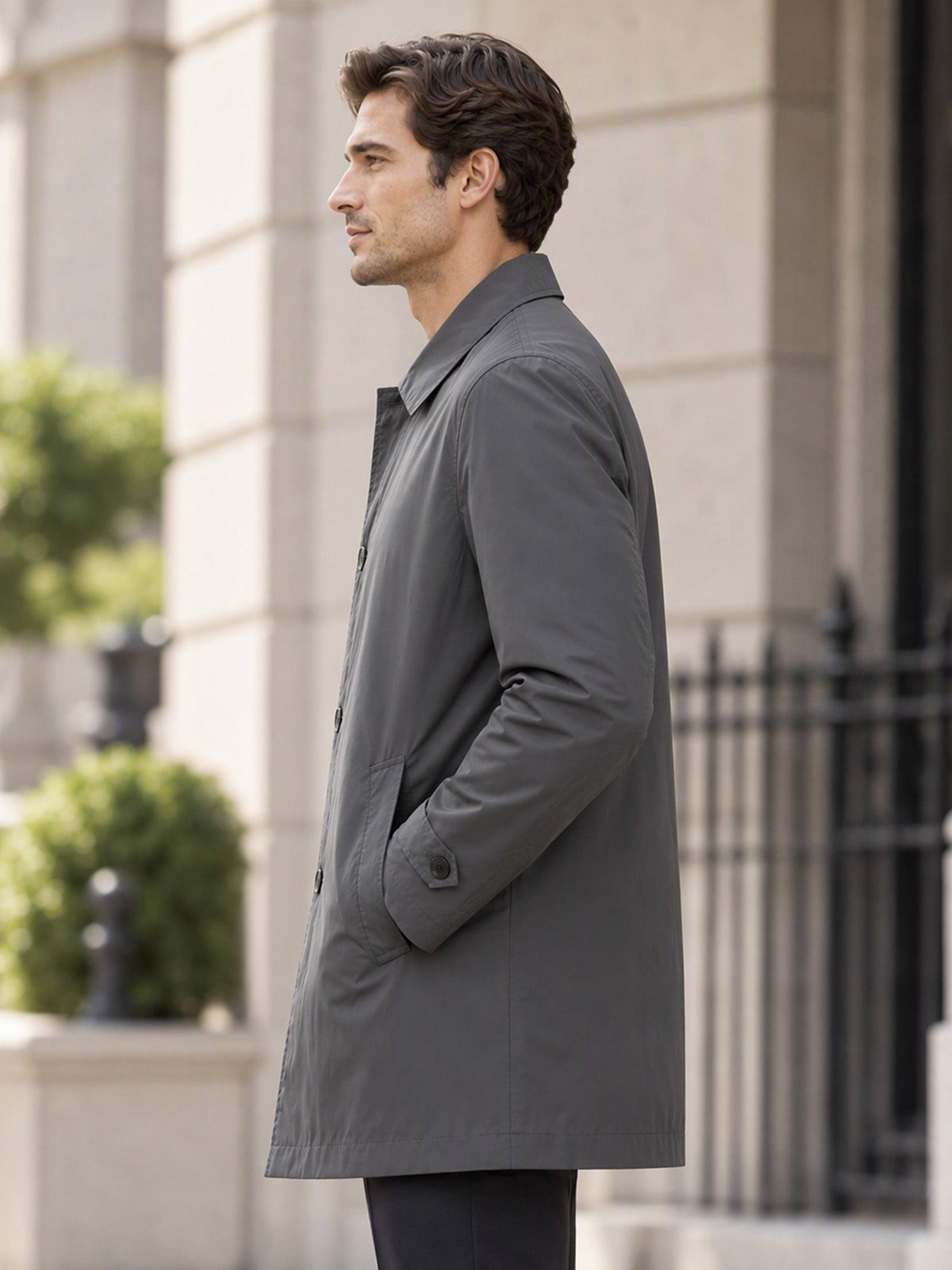 Trench Impermeable de Largo Medio para Hombre