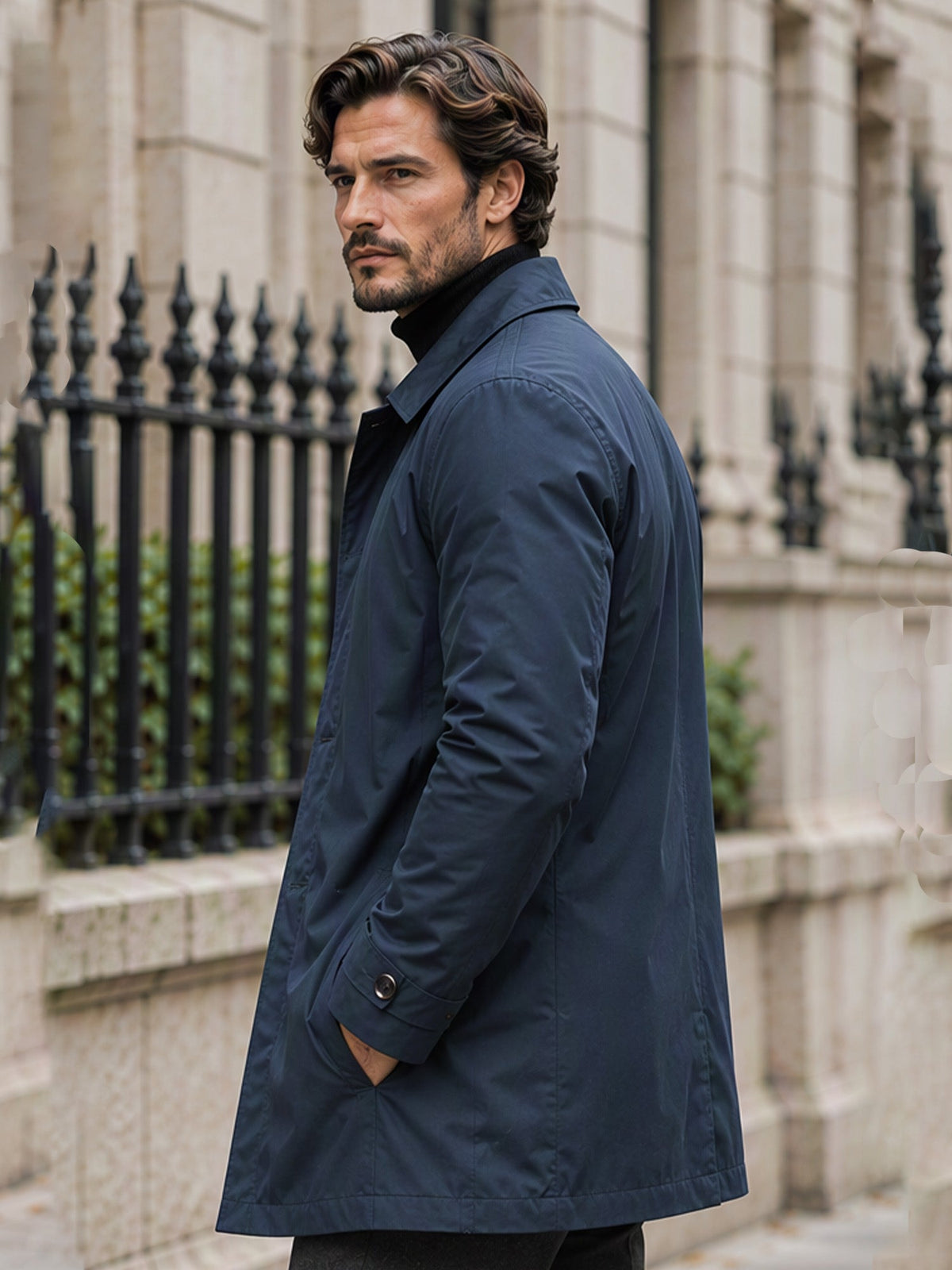Trench Impermeable de Largo Medio para Hombre