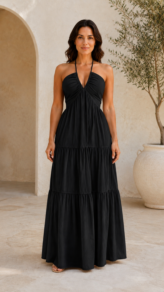VESTIDO MAREA | MAXI HALTER FLUIDO