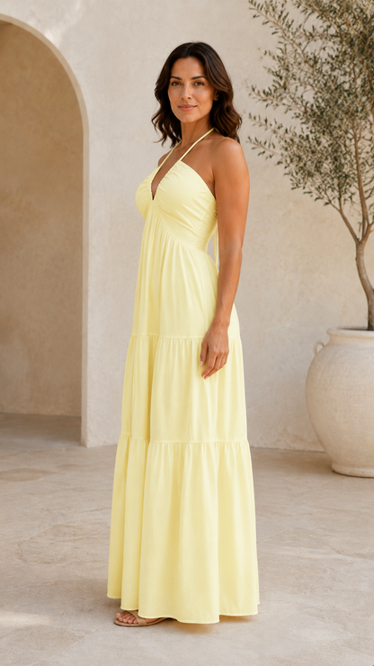 VESTIDO MAREA | MAXI HALTER FLUIDO