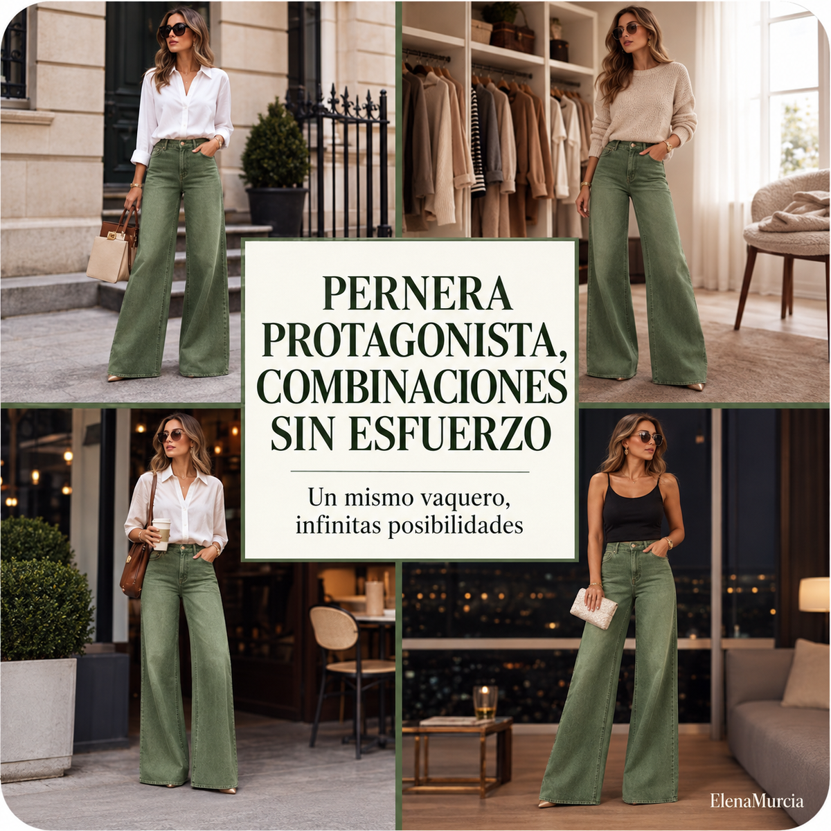 Vaqueros que alargan las piernas, con pierna ancha