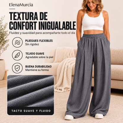 Pantalones de chándal informales de corte ancho y con pliegues para mujer