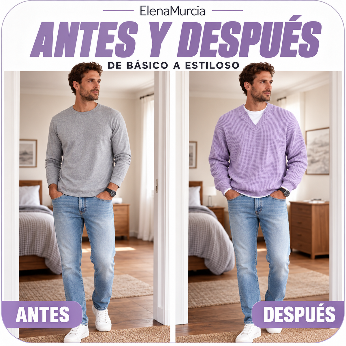 🔥Imprescindible🔥👕 Jersey de hombre con tejido de rombos en relieve