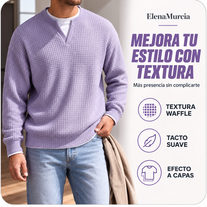 🔥Imprescindible🔥👕 Jersey de hombre con tejido de rombos en relieve