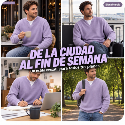 🔥Imprescindible🔥👕 Jersey de hombre con tejido de rombos en relieve