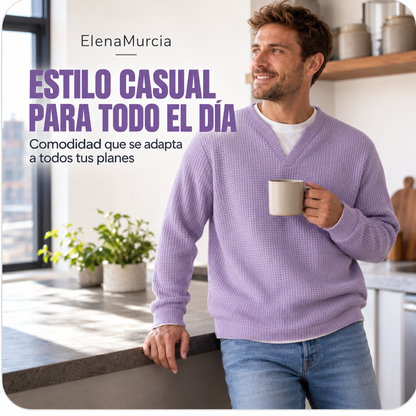🔥Imprescindible🔥👕 Jersey de hombre con tejido de rombos en relieve