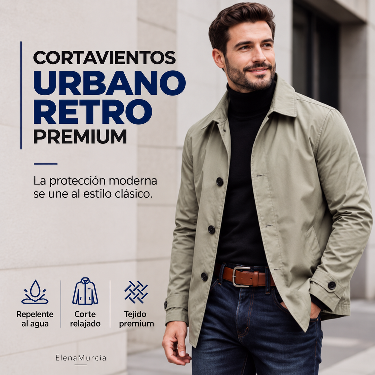 📢📢¡¡¡50 % de descuento!!!🎉✨Gabardina impermeable de largo medio para hombre