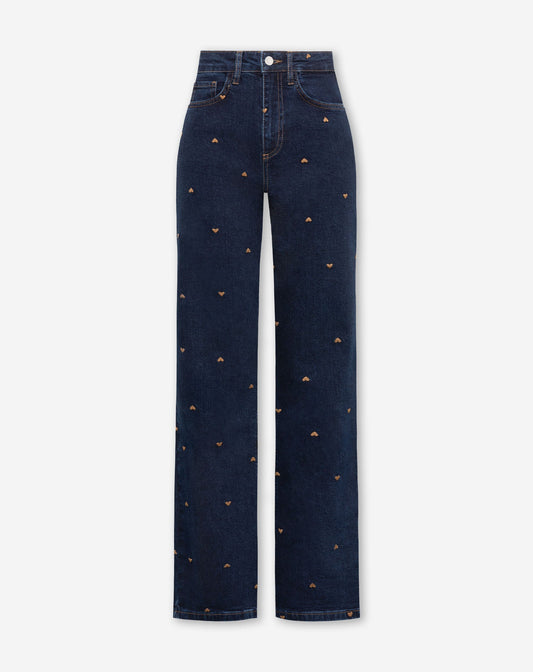 VAQUEROS BOOTCUT CON CORAZÓN AZUL RÍGIDO