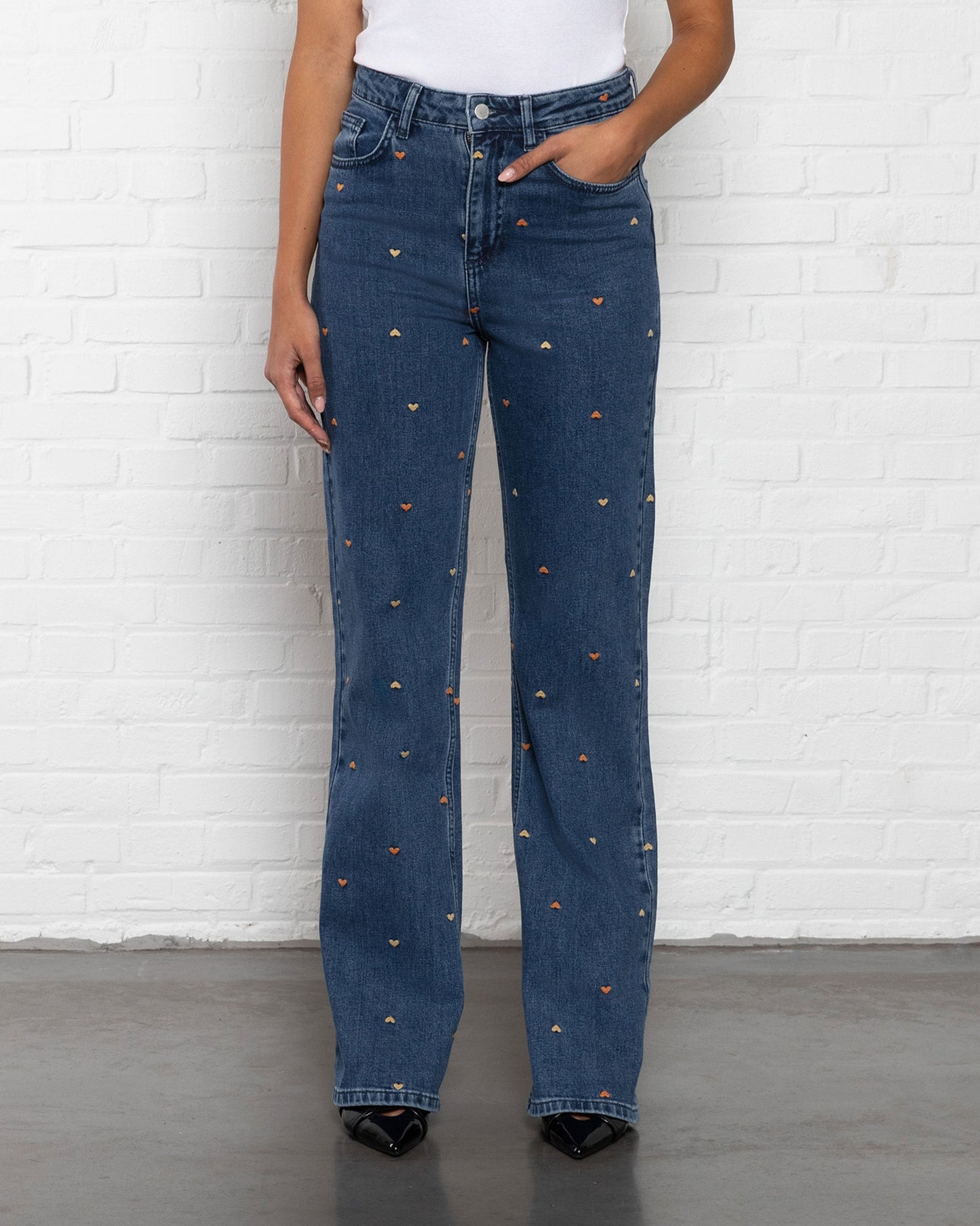 VAQUEROS BOOTCUT HEART MIX NARANJA