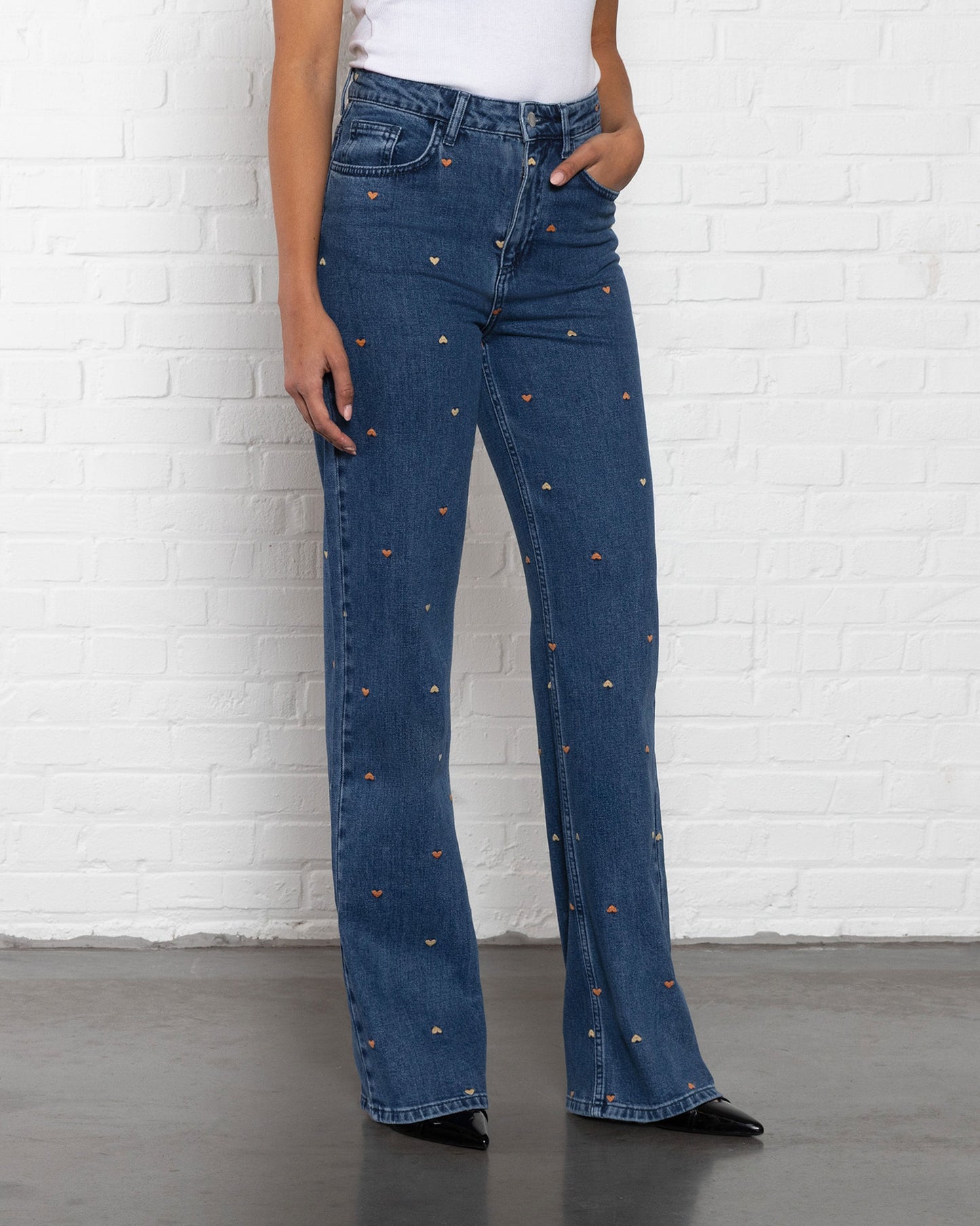 VAQUEROS BOOTCUT HEART MIX NARANJA