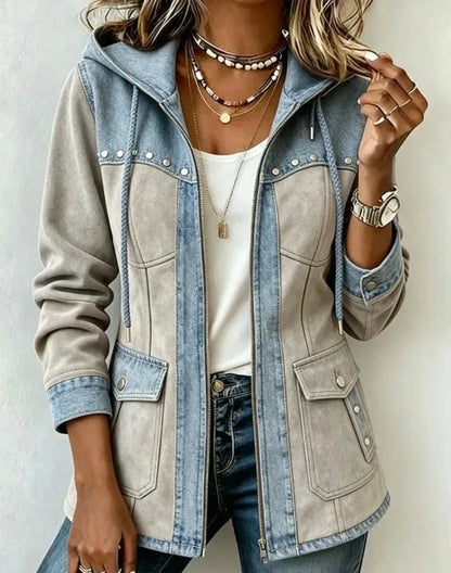 ELENAMURCIA | Chaqueta Véronique con Capucha y Contraste de Texturas
