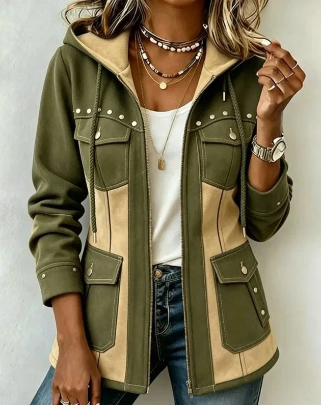 ELENAMURCIA | Chaqueta Véronique con Capucha y Contraste de Texturas