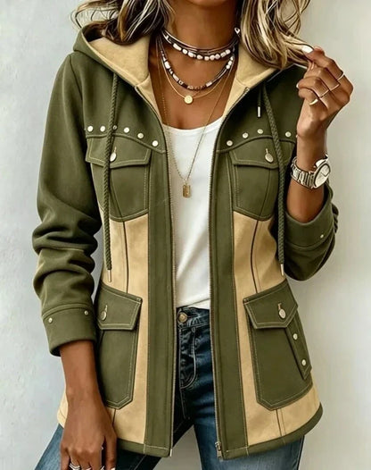 ELENAMURCIA | Chaqueta Véronique con Capucha y Contraste de Texturas