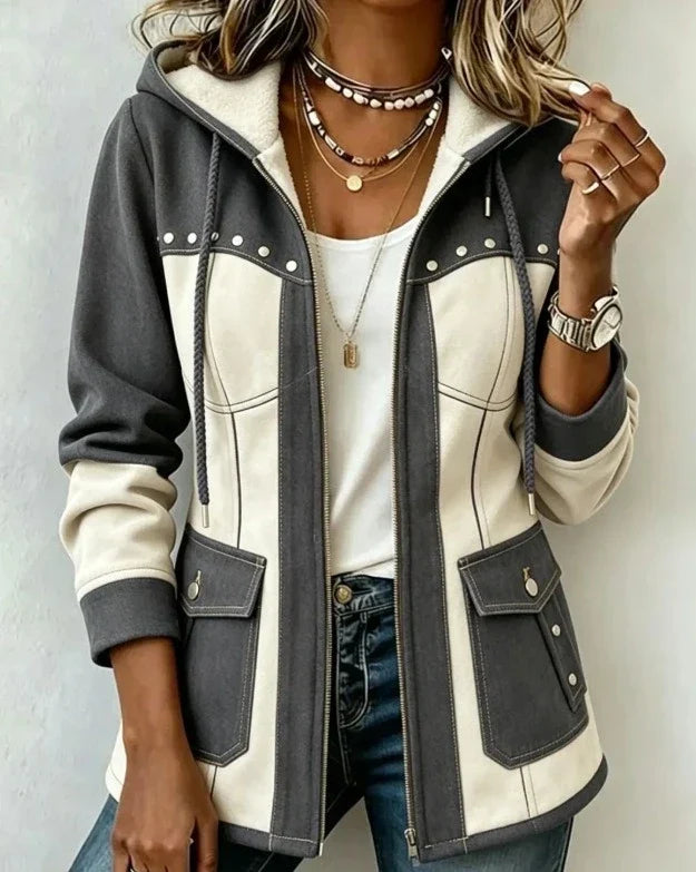 ELENAMURCIA | Chaqueta Véronique con Capucha y Contraste de Texturas