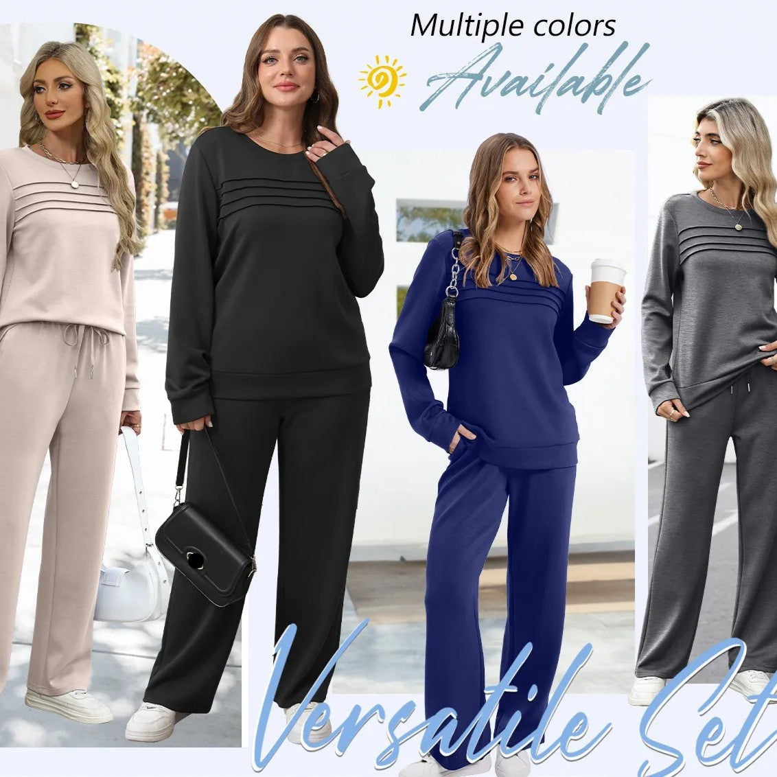 🔥ÚLTIMO DÍA: 60 % DE DESCUENTO💓Conjunto compuesto por una camiseta de mujer con cuello redondo y unos pantalones con cordón💯