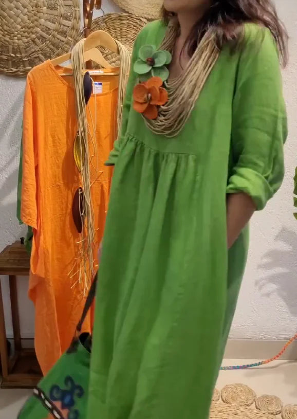Vestido Holgado Algodon y Lino 2025