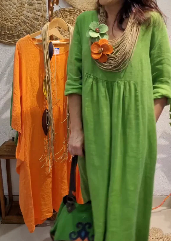 Vestido Holgado Algodon y Lino 2025
