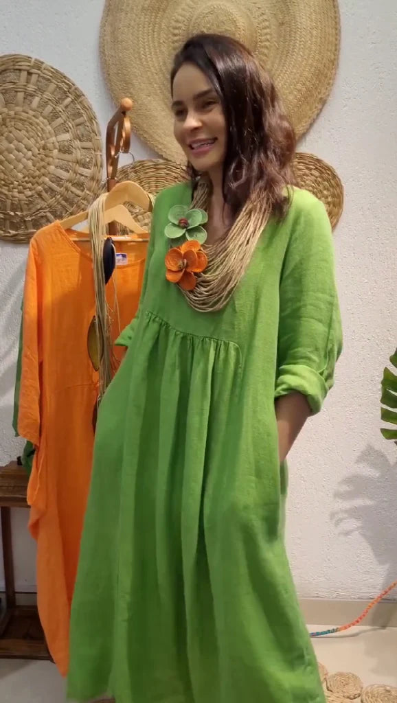 Vestido Holgado Algodon y Lino 2025