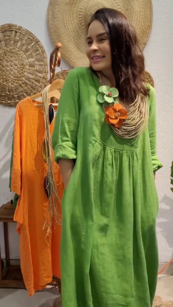 Vestido Holgado Algodon y Lino 2025