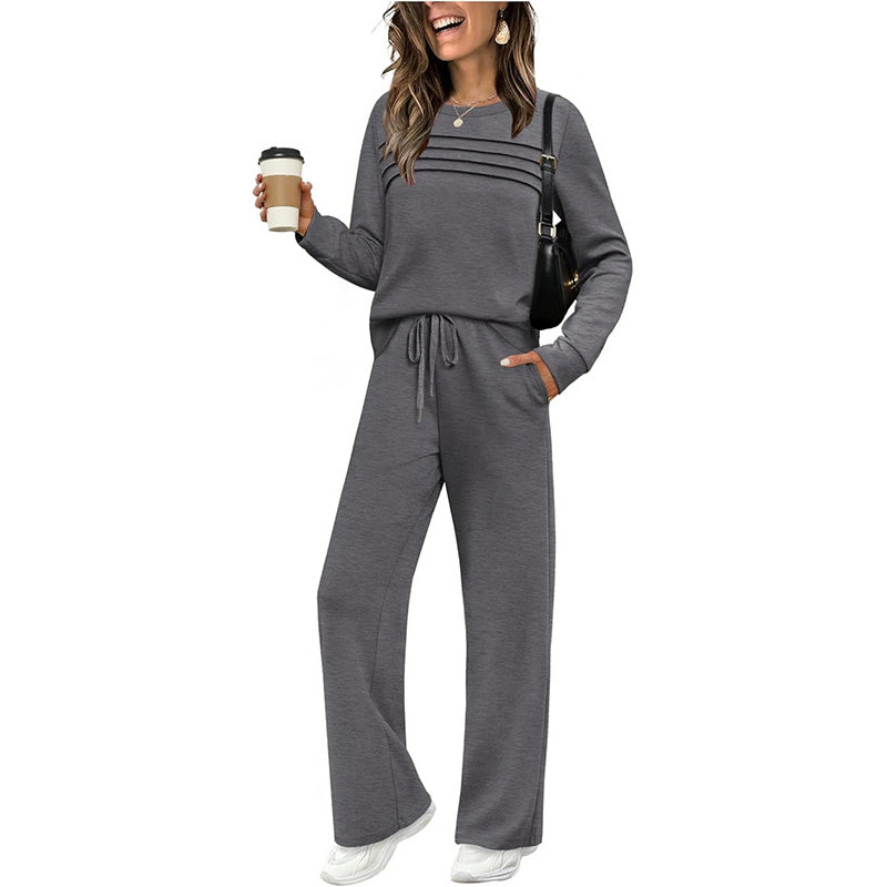 🔥ÚLTIMO DÍA: 60 % DE DESCUENTO💓Conjunto compuesto por una camiseta de mujer con cuello redondo y unos pantalones con cordón💯