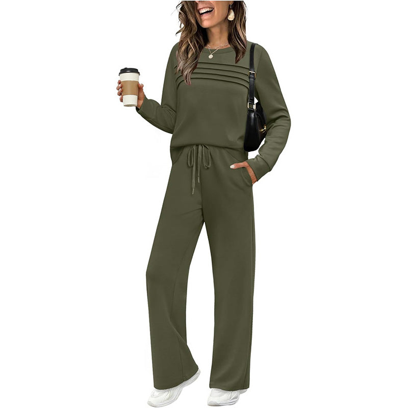 🔥ÚLTIMO DÍA: 60 % DE DESCUENTO💓Conjunto compuesto por una camiseta de mujer con cuello redondo y unos pantalones con cordón💯