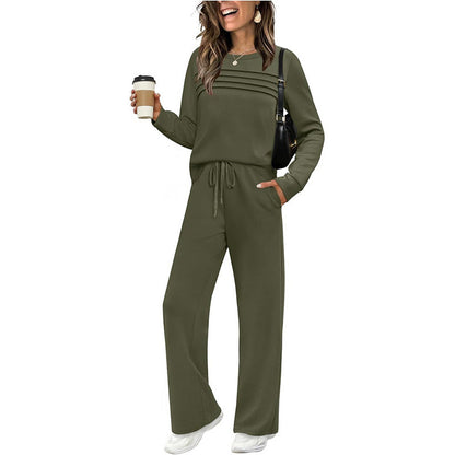 🔥ÚLTIMO DÍA: 60 % DE DESCUENTO💓Conjunto compuesto por una camiseta de mujer con cuello redondo y unos pantalones con cordón💯