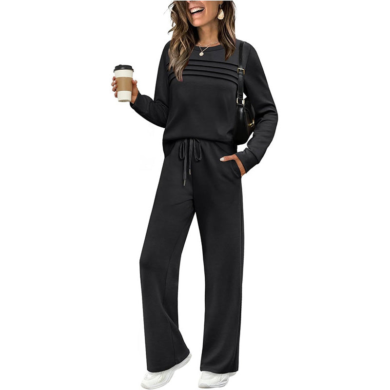 🔥ÚLTIMO DÍA: 60 % DE DESCUENTO💓Conjunto compuesto por una camiseta de mujer con cuello redondo y unos pantalones con cordón💯