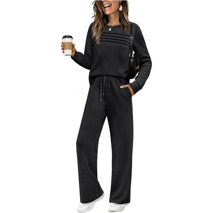 🔥ÚLTIMO DÍA: 60 % DE DESCUENTO💓Conjunto compuesto por una camiseta de mujer con cuello redondo y unos pantalones con cordón💯