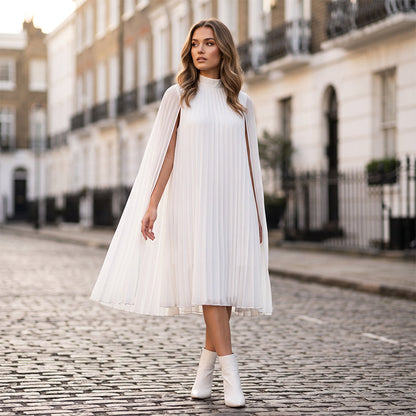 Tendencia del momento⭐💃 Elegante vestido plisado con silueta de capa