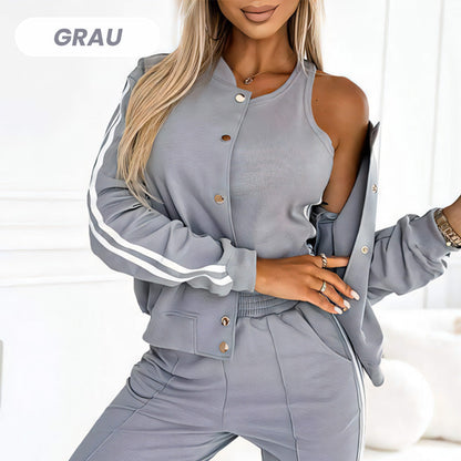 Lässiges 3-teiliges Set für Damen - Jacke, Tanktop und Hose